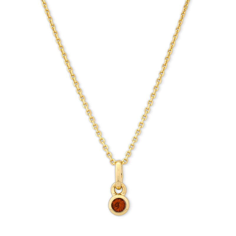 Bezel Set Garnet Charm, Yellow Gold Plated Silver