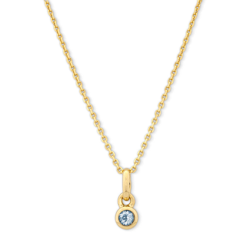 Bezel Set Blue Topaz Charm, Yellow Gold Plated Silver