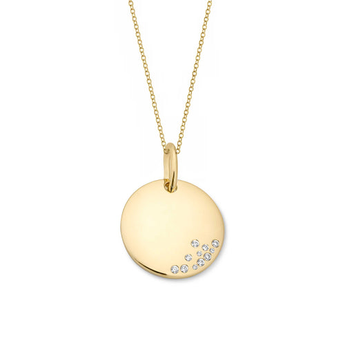 Medallion Pendant with White Sapphires, Yellow Gold Plated Silver