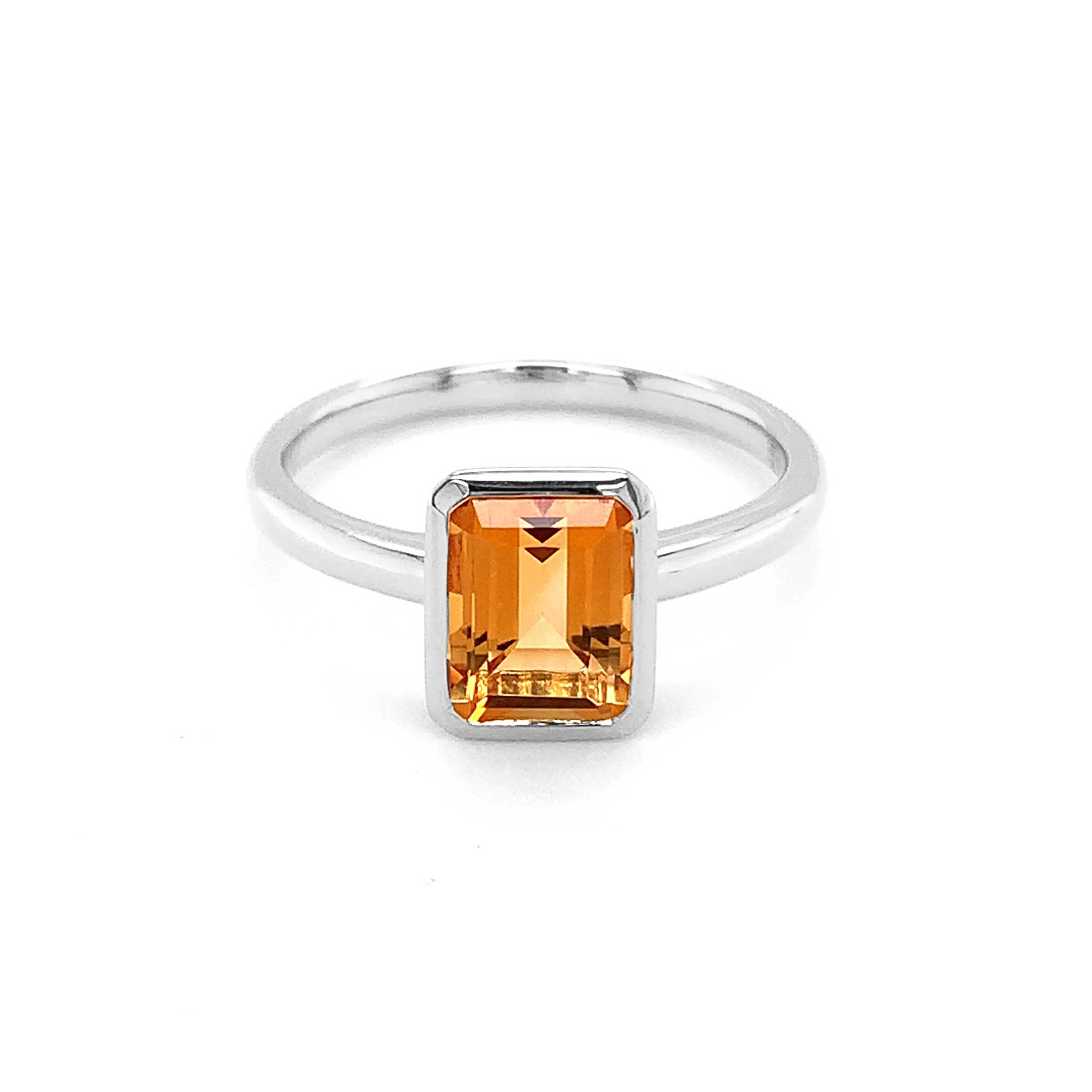 Vintage Designer Sterling 2024 Silver Ring Size 7 Orange Citrine