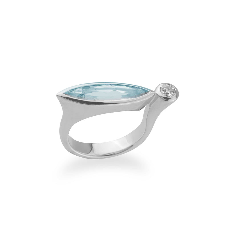 Blue and White Topaz Ring, Sterling Silver