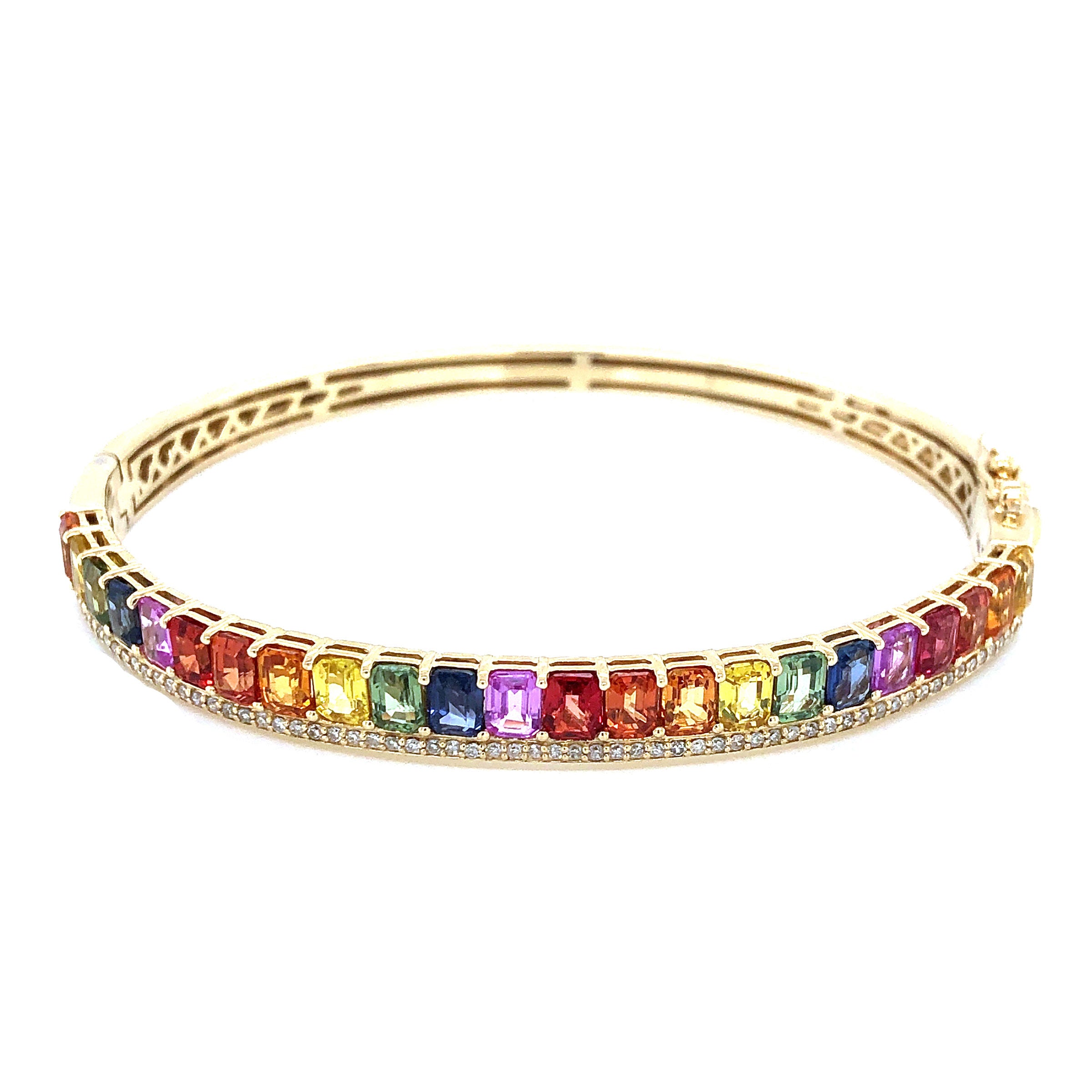 Handmade Gold-Plated Multi-Gemstone Charm Bracelet - Rainbow Bubbles