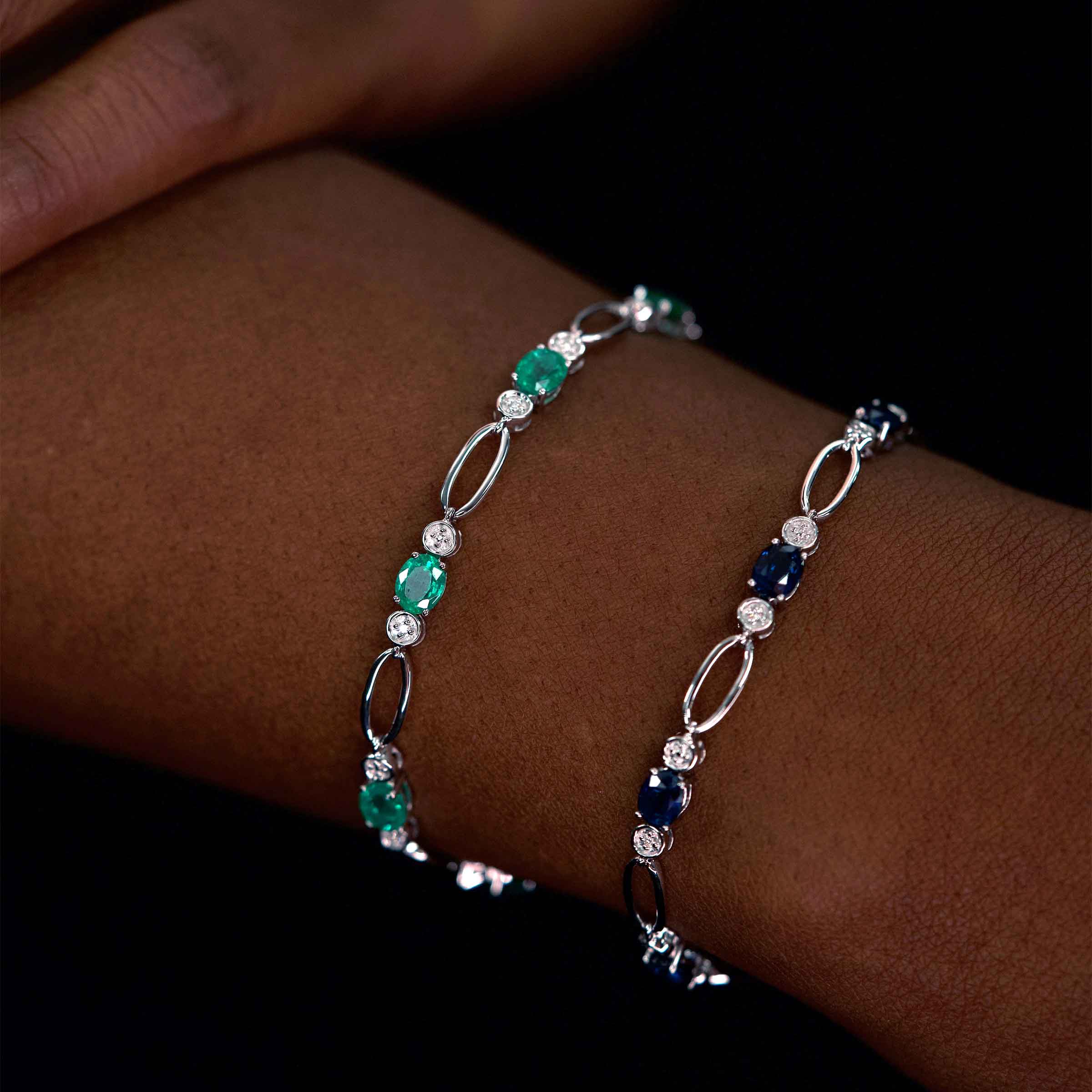 Buy Emerald Diamond Gemstone Bracelet 18k White Gold, Certified Natural  Diamond Halo Bracelets, Solid Gold Emerald Birthstone Wedding Bracelet  Online in India - Etsy