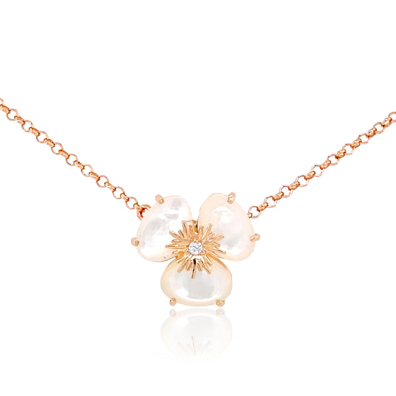 Color Blossom Necklace, Pink Gold, White Gold, Pink Opal, White Mother-Of- Pearl And Diamonds - Jewelry - Collections