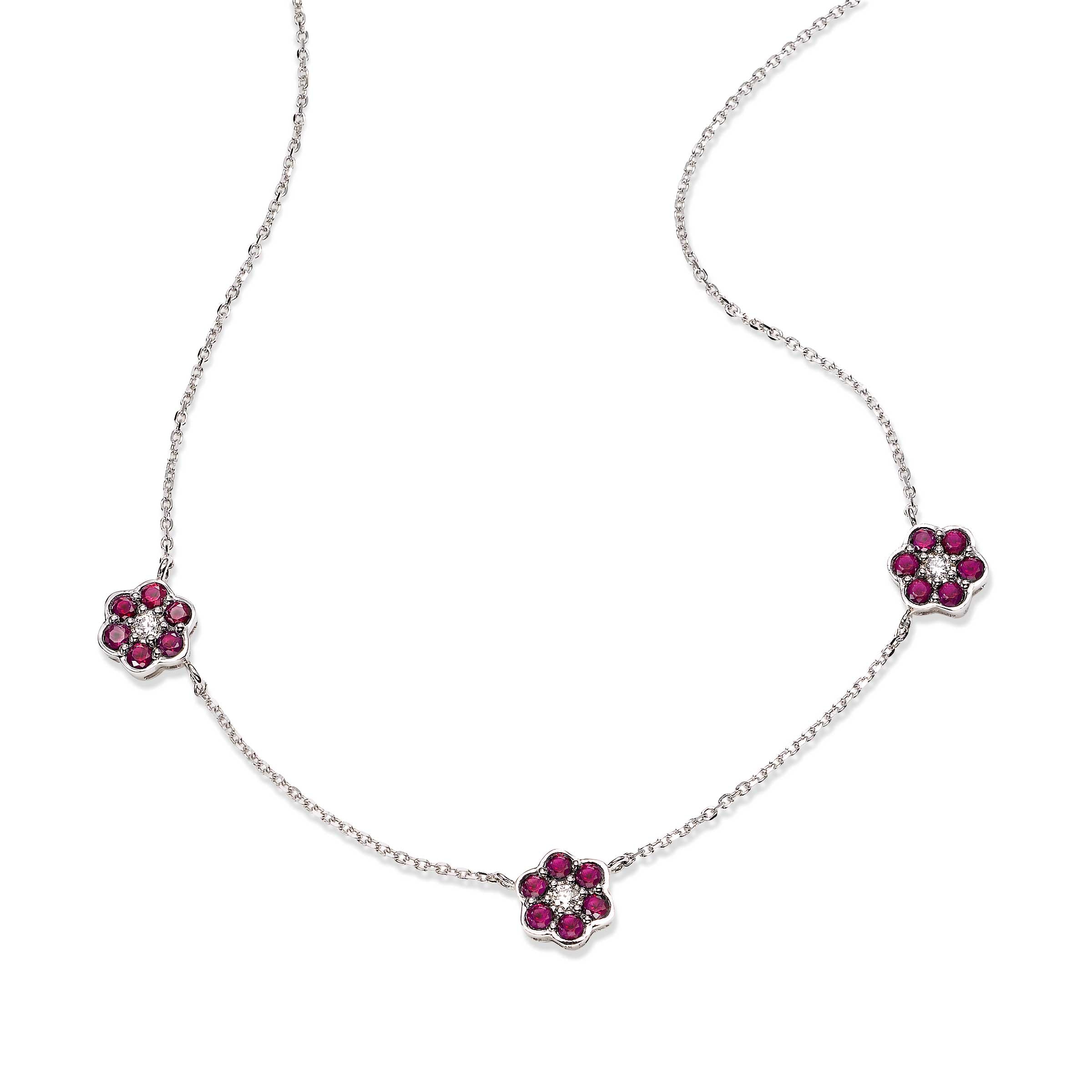 Ruby and Diamond 14kt White Gold Necklace