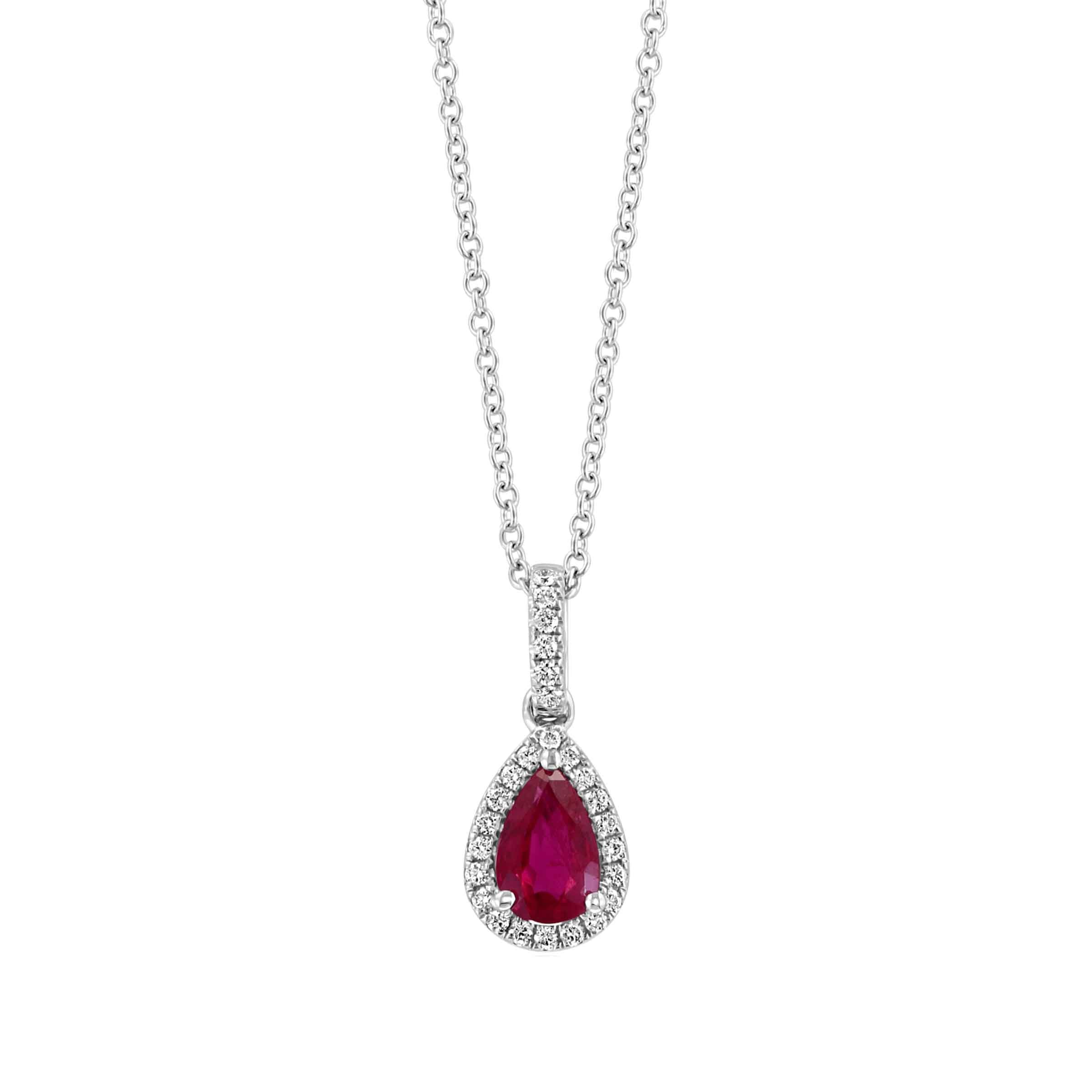 Oval Greenland Ruby Necklace in 10kt White Gold with Diamonds (1/10ct –  Day's Jewelers