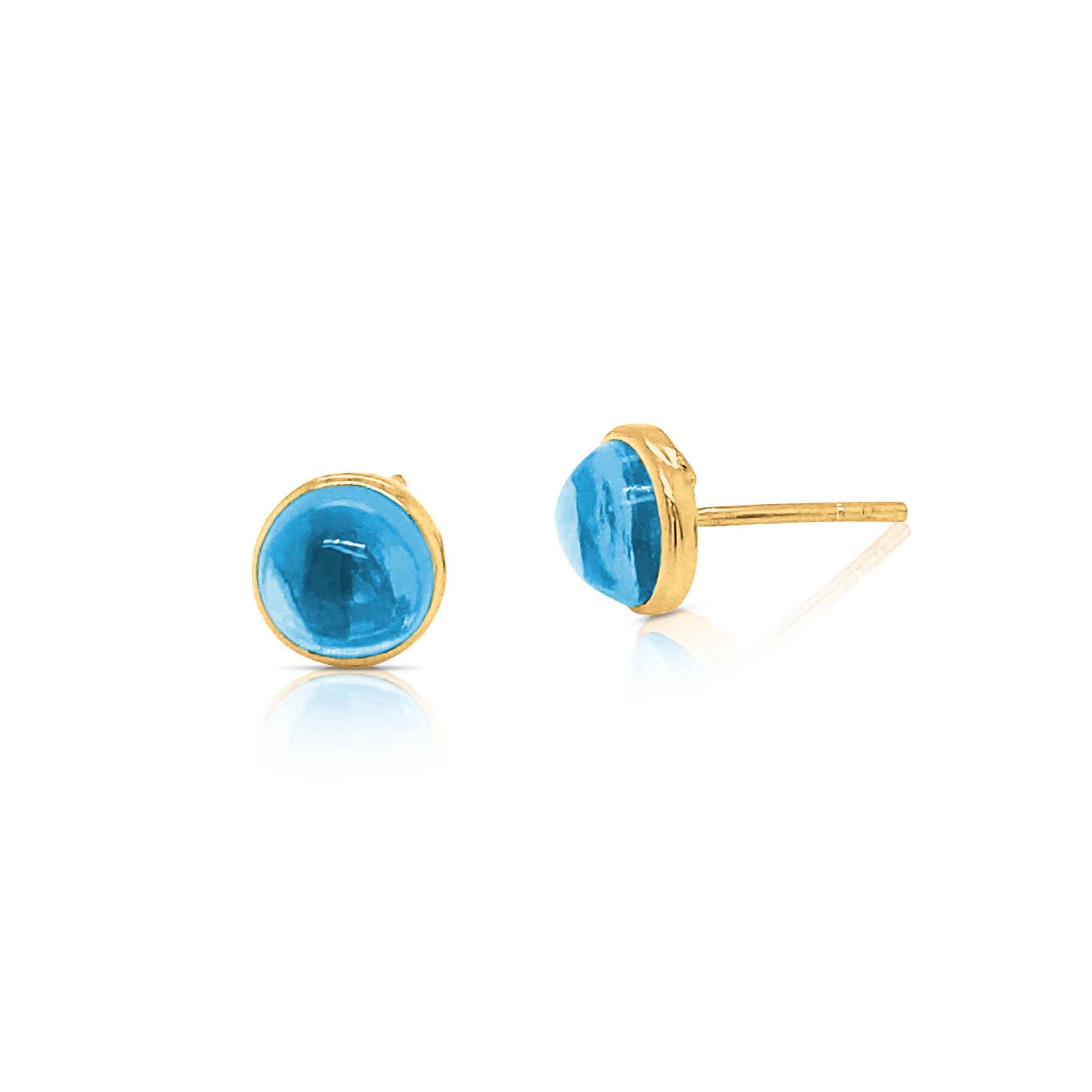Blue Topaz Triple Drop Bezel Stud Earrings