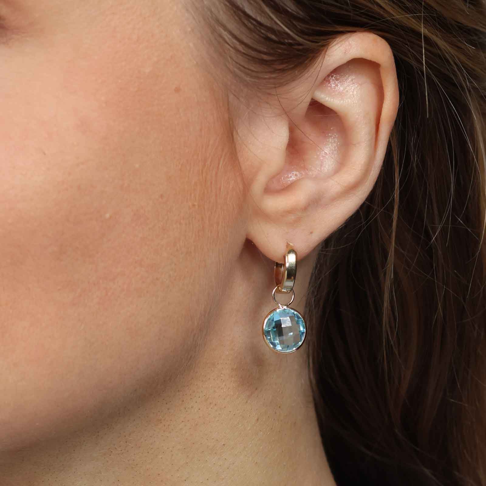 Blue topaz deals huggie earrings