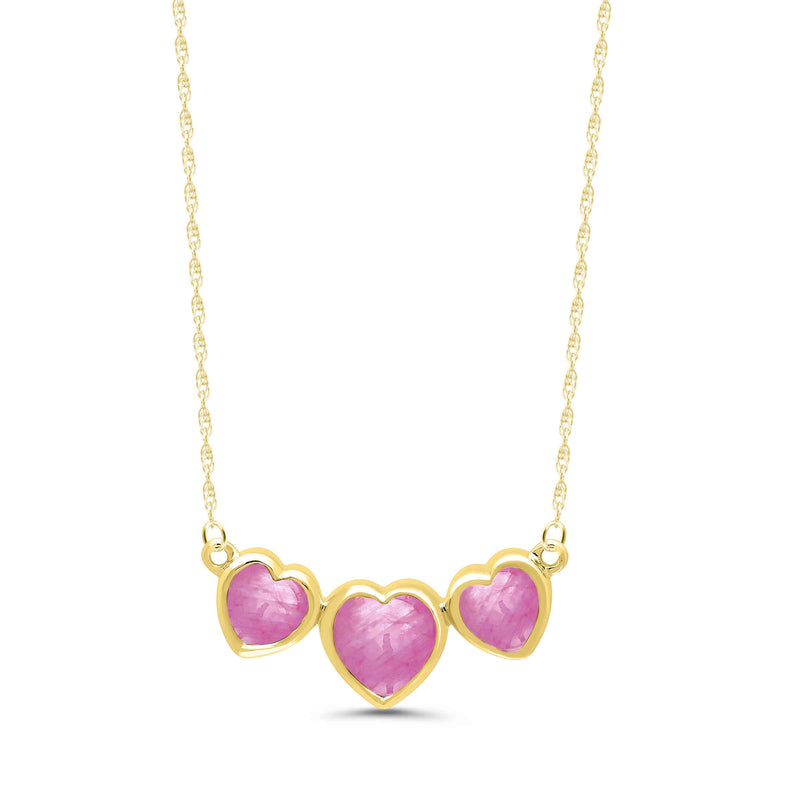 14K Yellow Gold Pink Sapphire Pendant Necklace