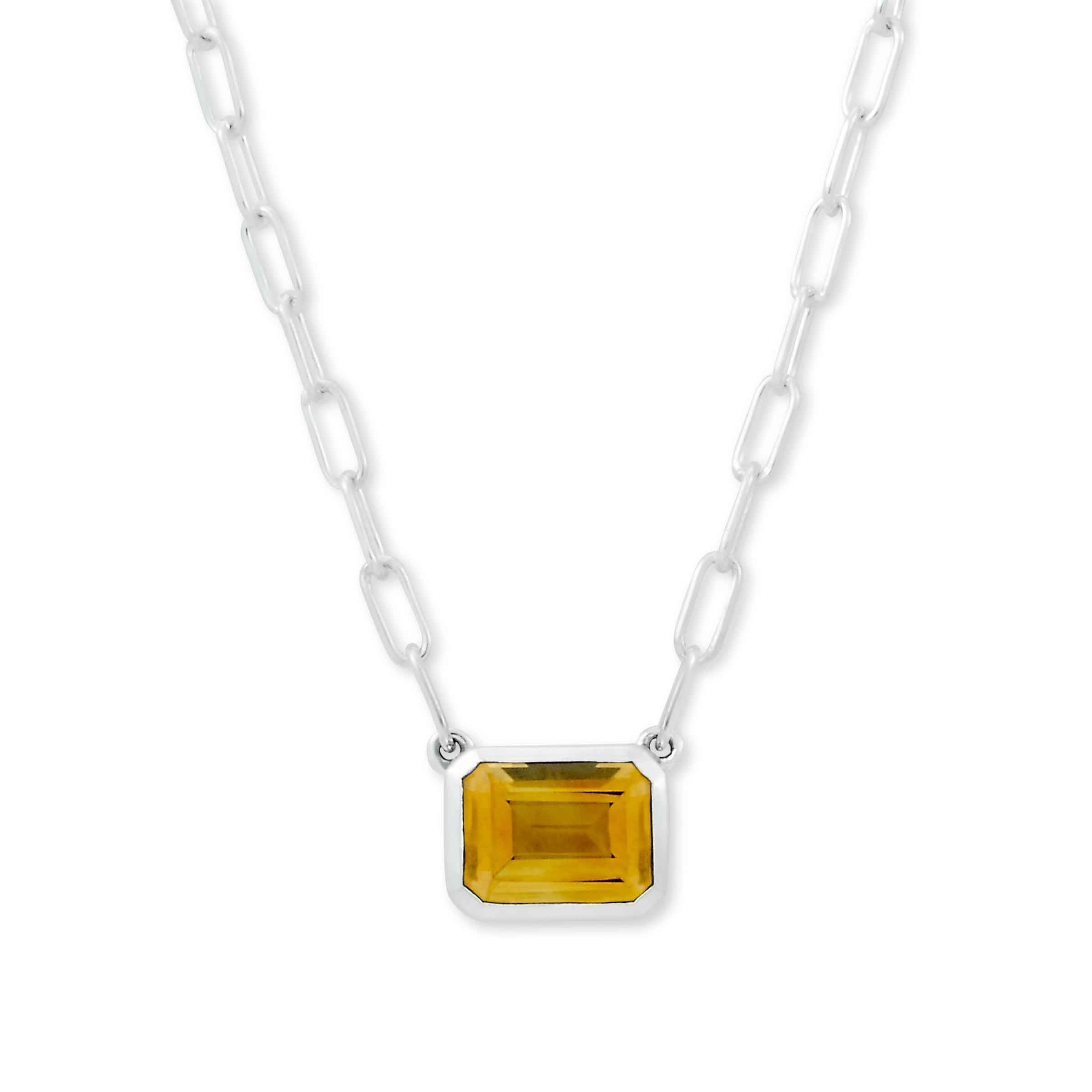 Silver citrine online necklace