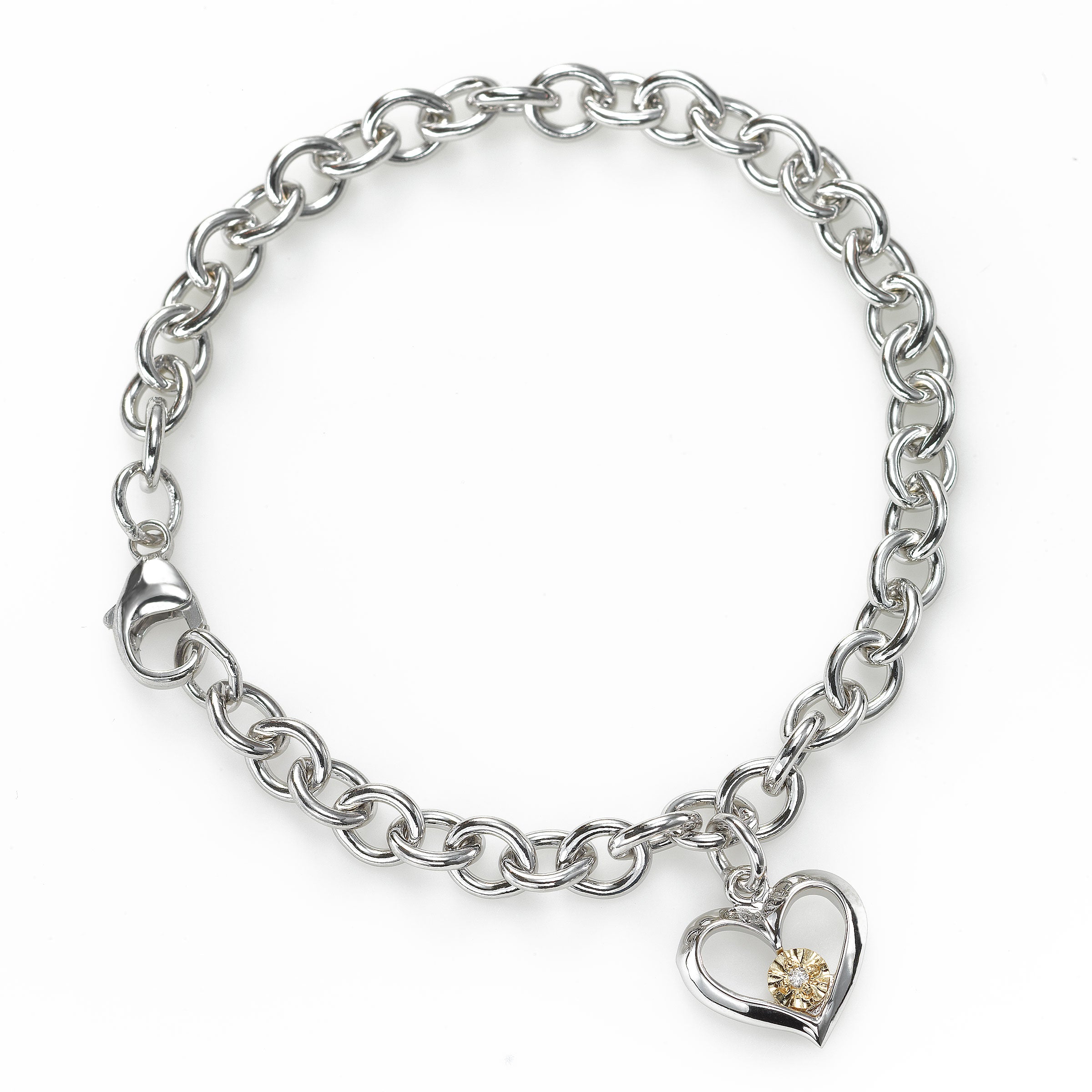 Teddy Bear Jewelry Collection Honoring St. Jude Diamond Charm Bracelet 1/20  ct tw Sterling Silver 7.5