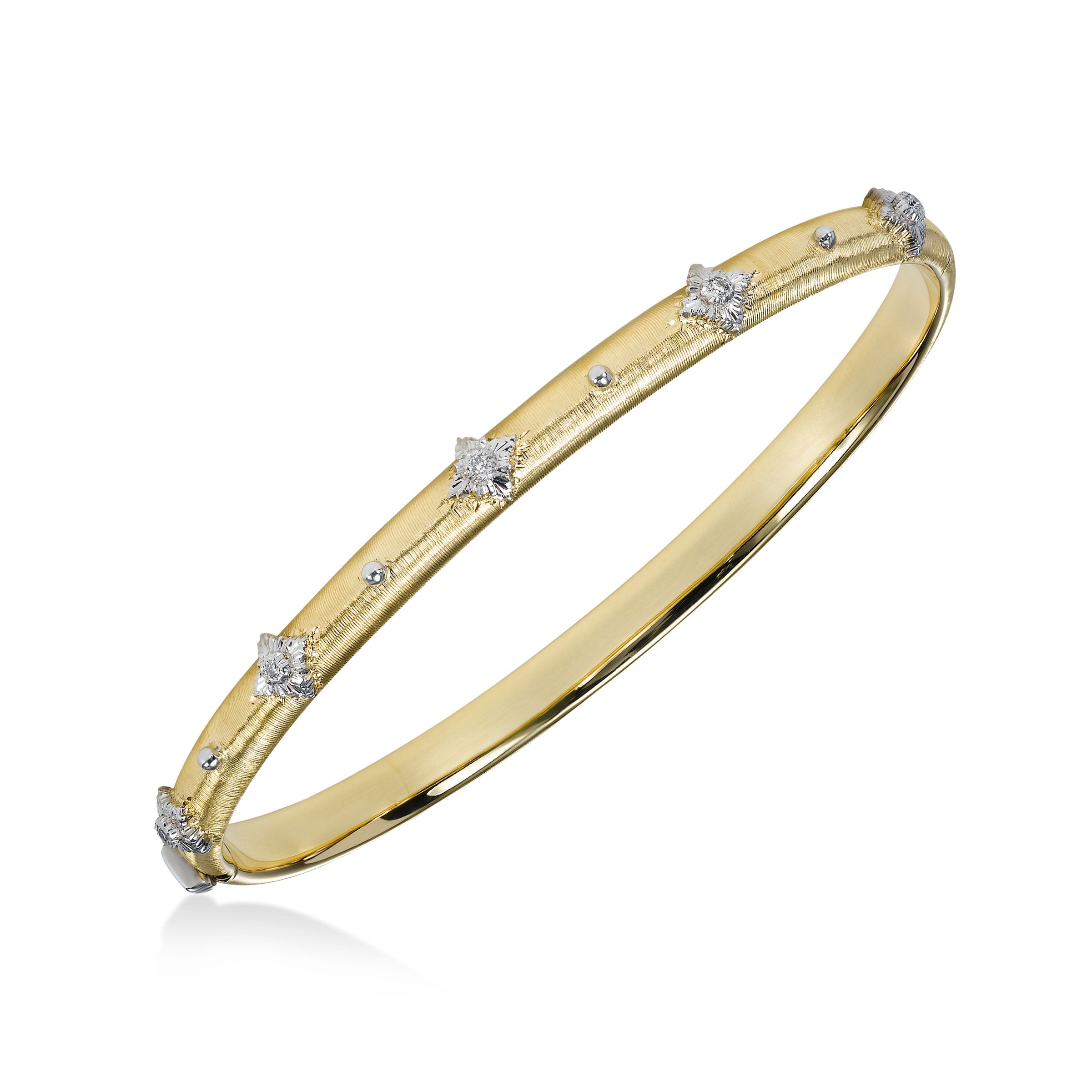 Diamond Stars Bangle Bracelet, 14K Yellow Gold | Diamond Stores Long Island