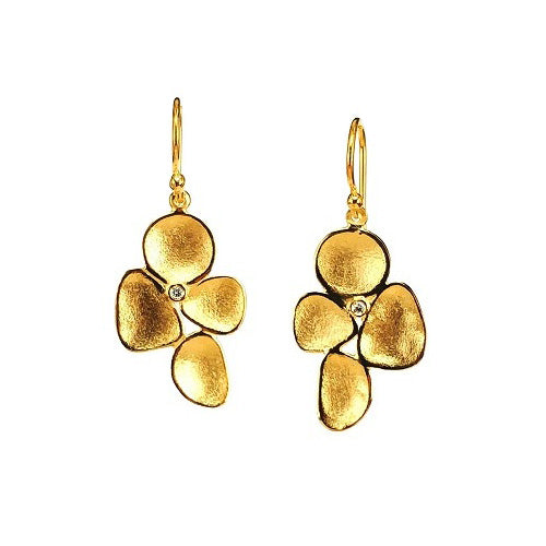 [New] 14-karat outlets Yellow Gold Flower Dangle Earrings