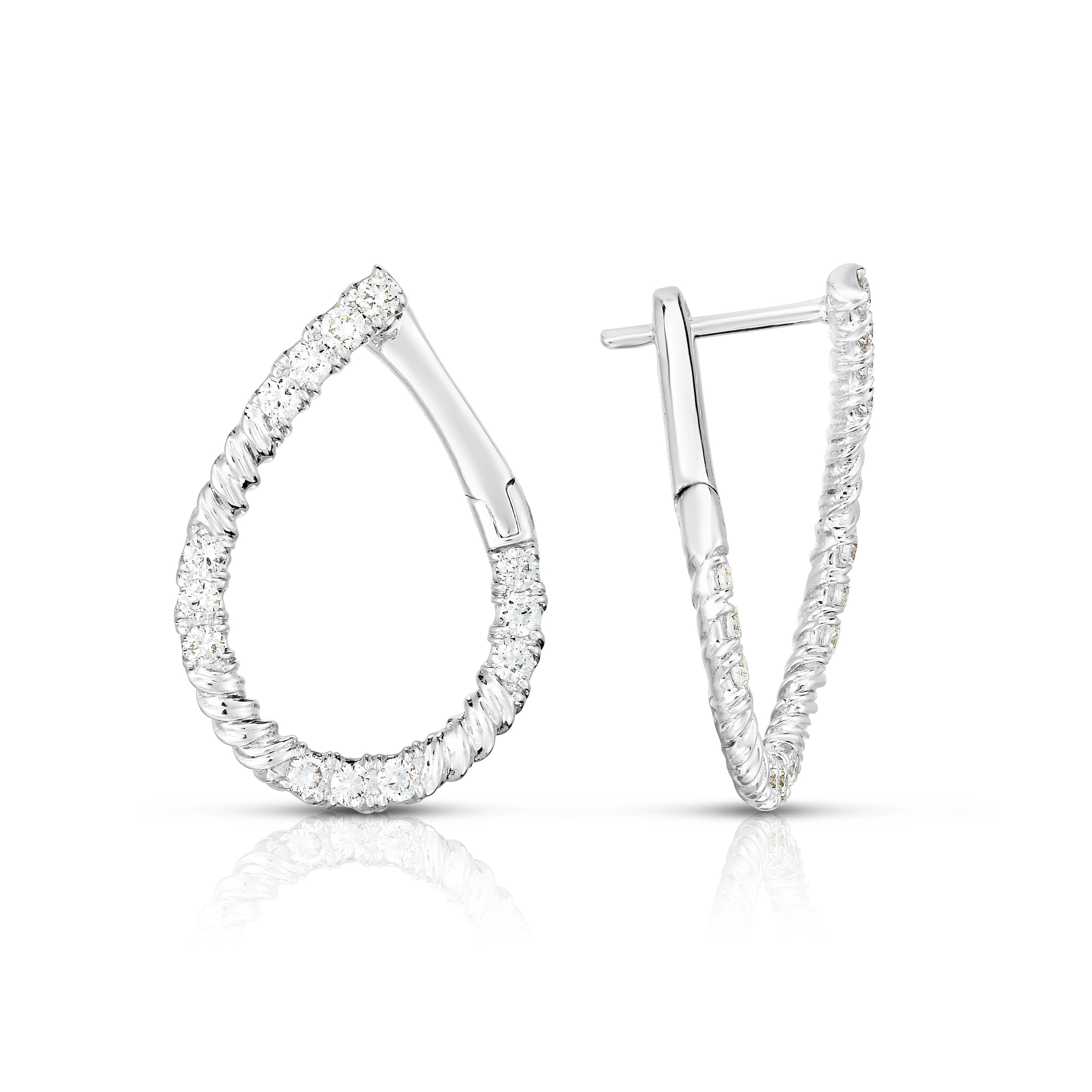 14k White Gold Diamond Shaped online Hoop Earrings