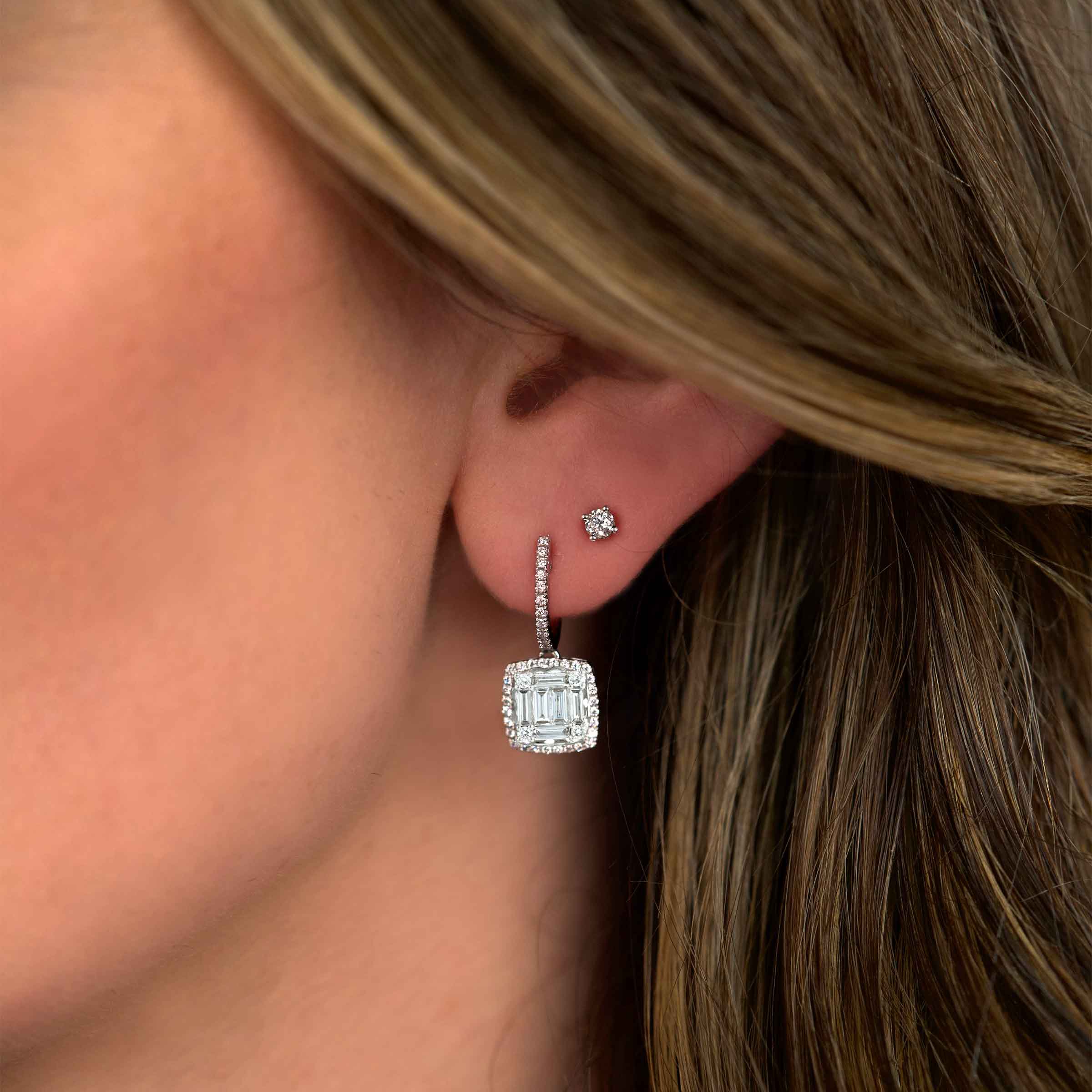 Round diamond drop deals earrings