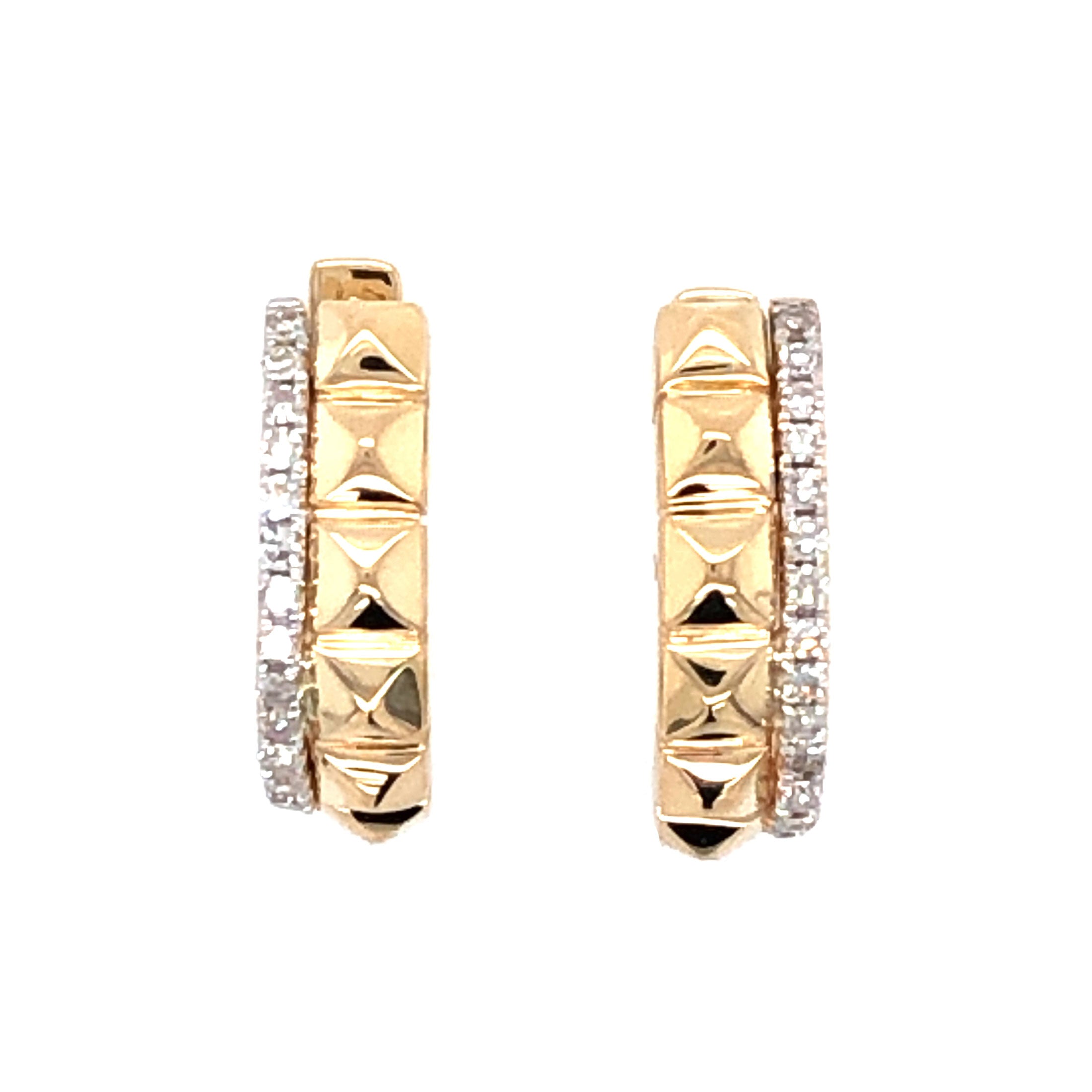 The Regal Collection 14k Gold 1/4 Carat T.W. Certified Diamond Huggie Hoop  Earrings