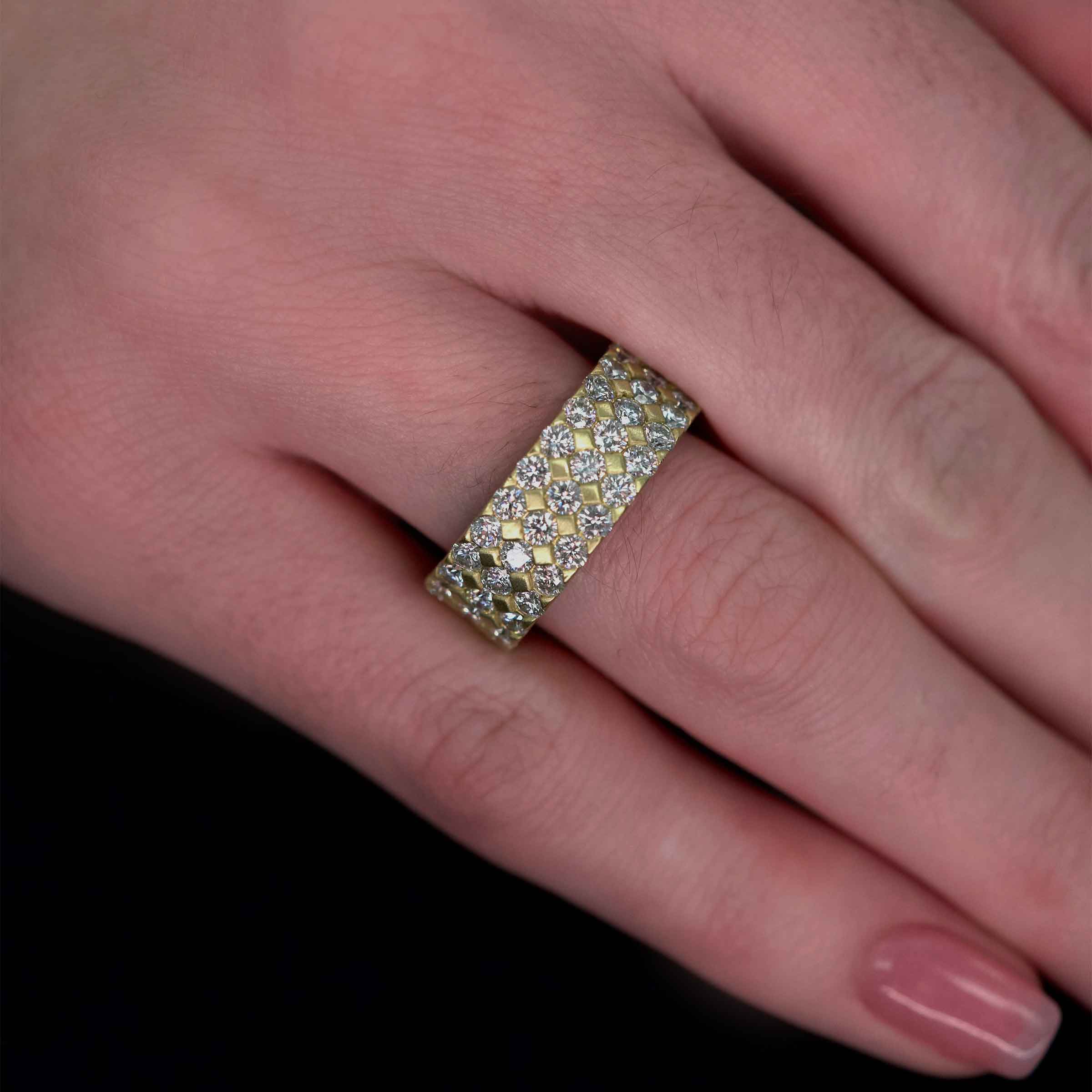 Pave diamond deals ring yellow gold