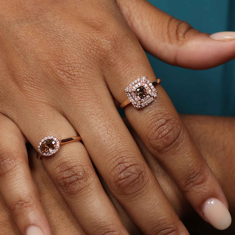 Engagement Rings for women 14K Rose Gold Diamond Ring Ocean Wave