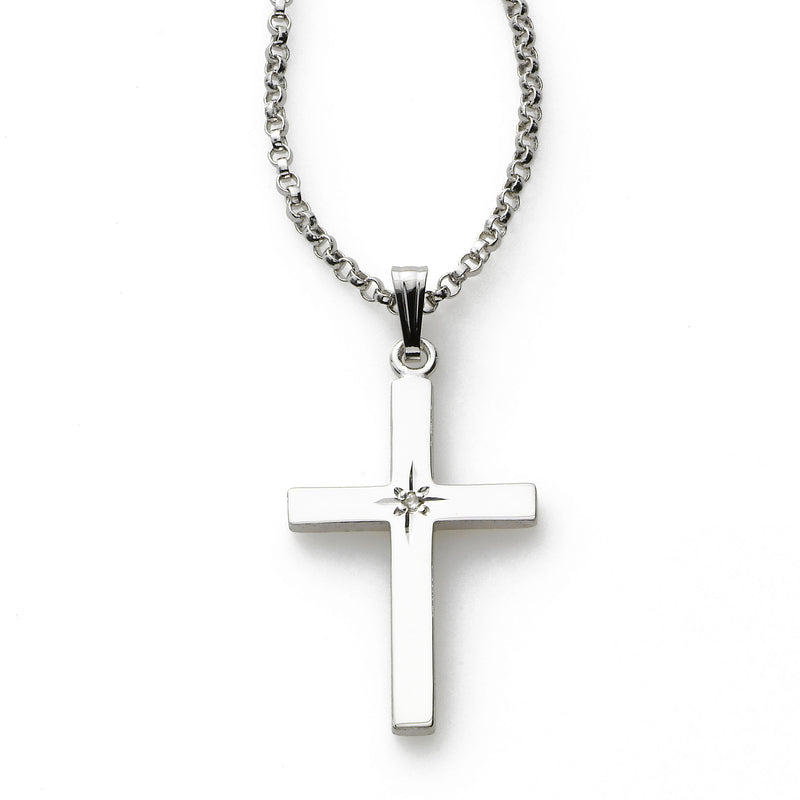Sterling Silver Cross with Diamond Accent, 1.30 Inches  Silver Jewelry  Stores Long Island – Fortunoff Fine Jewelry