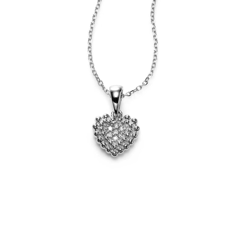 Diamond Small Heart Pendant 14K White Gold