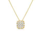 Diamond Cluster Cushion Slider Pendant, 14K Yellow Gold