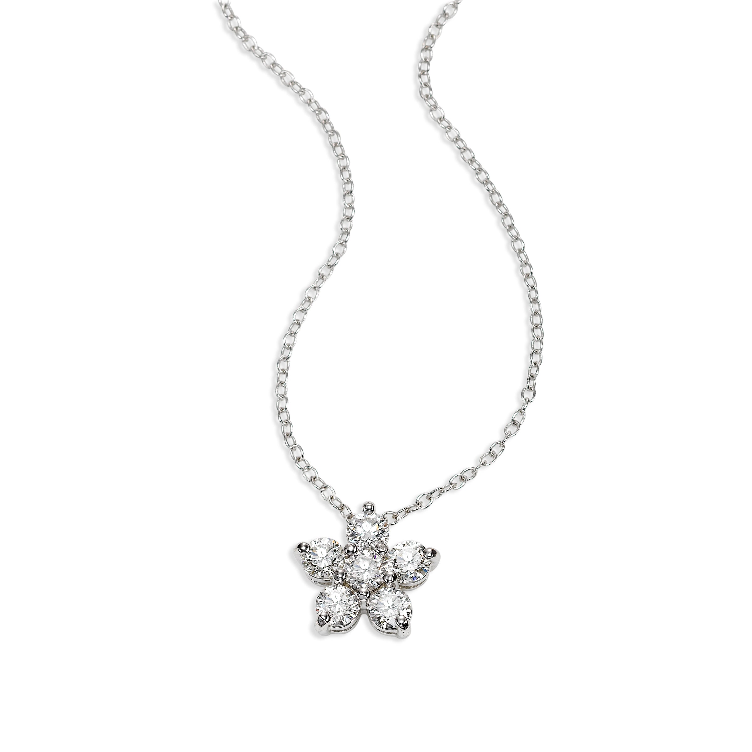 Diamond Clover Necklace in 14K White Gold with 44 Diamonds Weighing .42ct tw