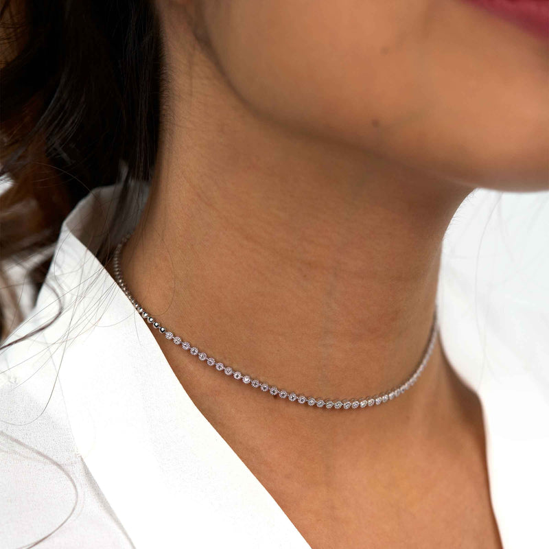 14kt Gold and Diamond Twilight Choker Necklace White Gold
