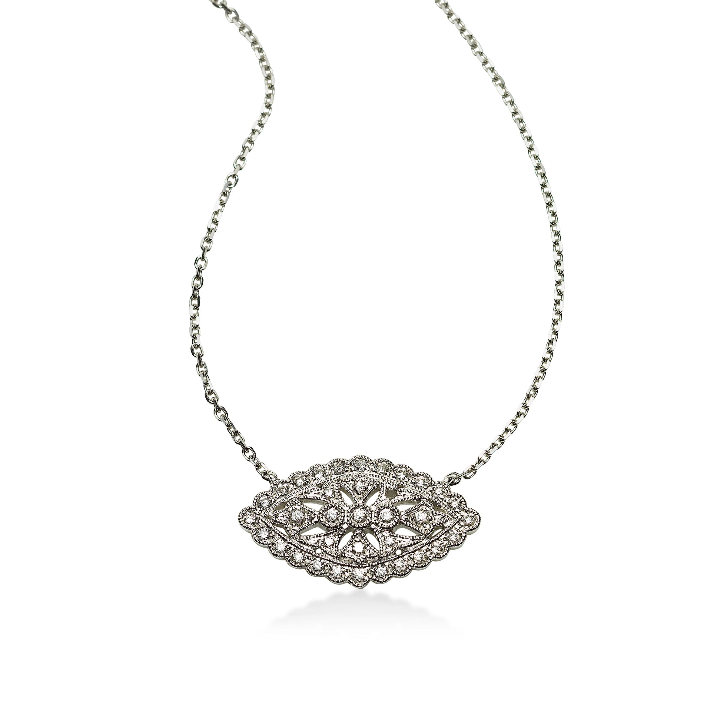 Pavé Diamond Flower Pendant, 14K White Gold  Diamond Stores Long Island –  Fortunoff Fine Jewelry