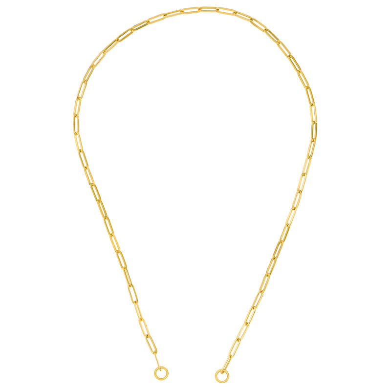 King's Yellow Gold Paper Clip Necklace with Diamond Push Lock