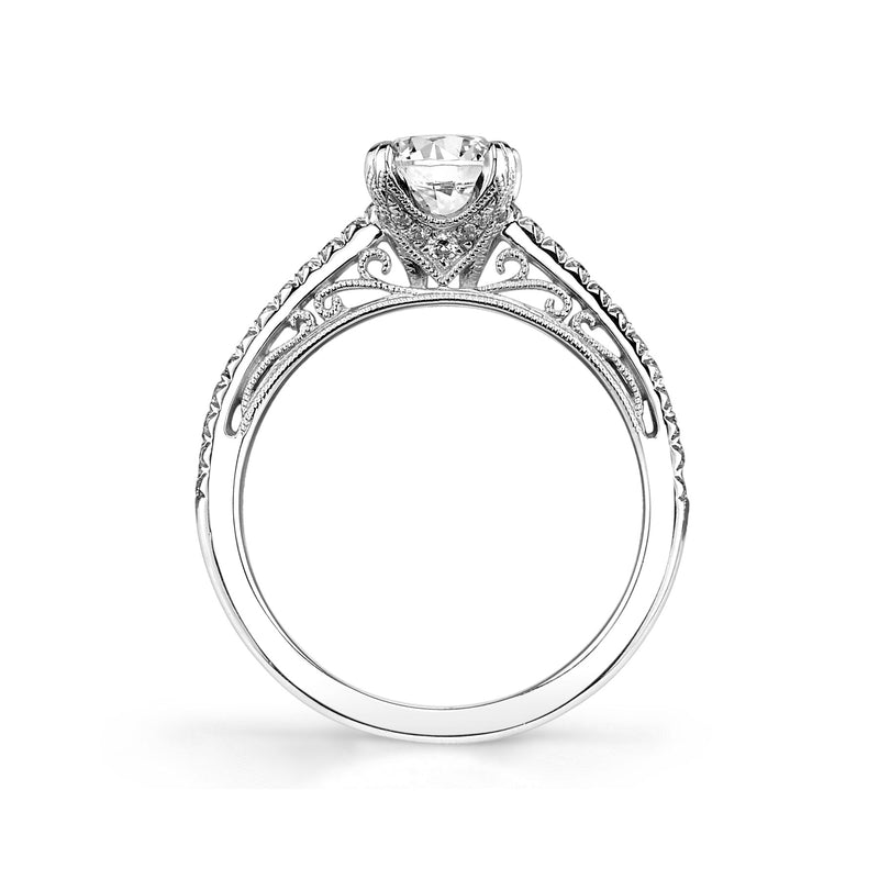 Round Diamond Ring Mounting by Sylvie, 14K White Gold | Diamond Stores ...