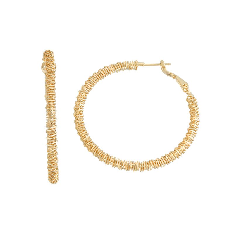 Textured Hoop Earrings, 1.95 Inches, Yellow Gold Plated | Long Island ...