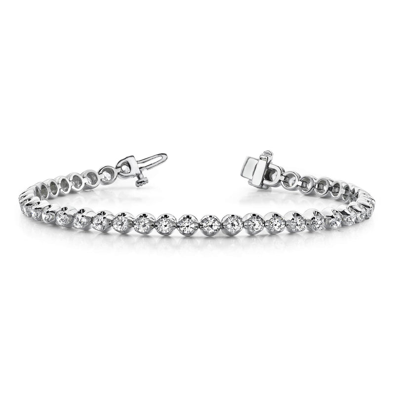 Bezel Set Diamond Tennis Bracelet, 6 Carats, 14K White Gold