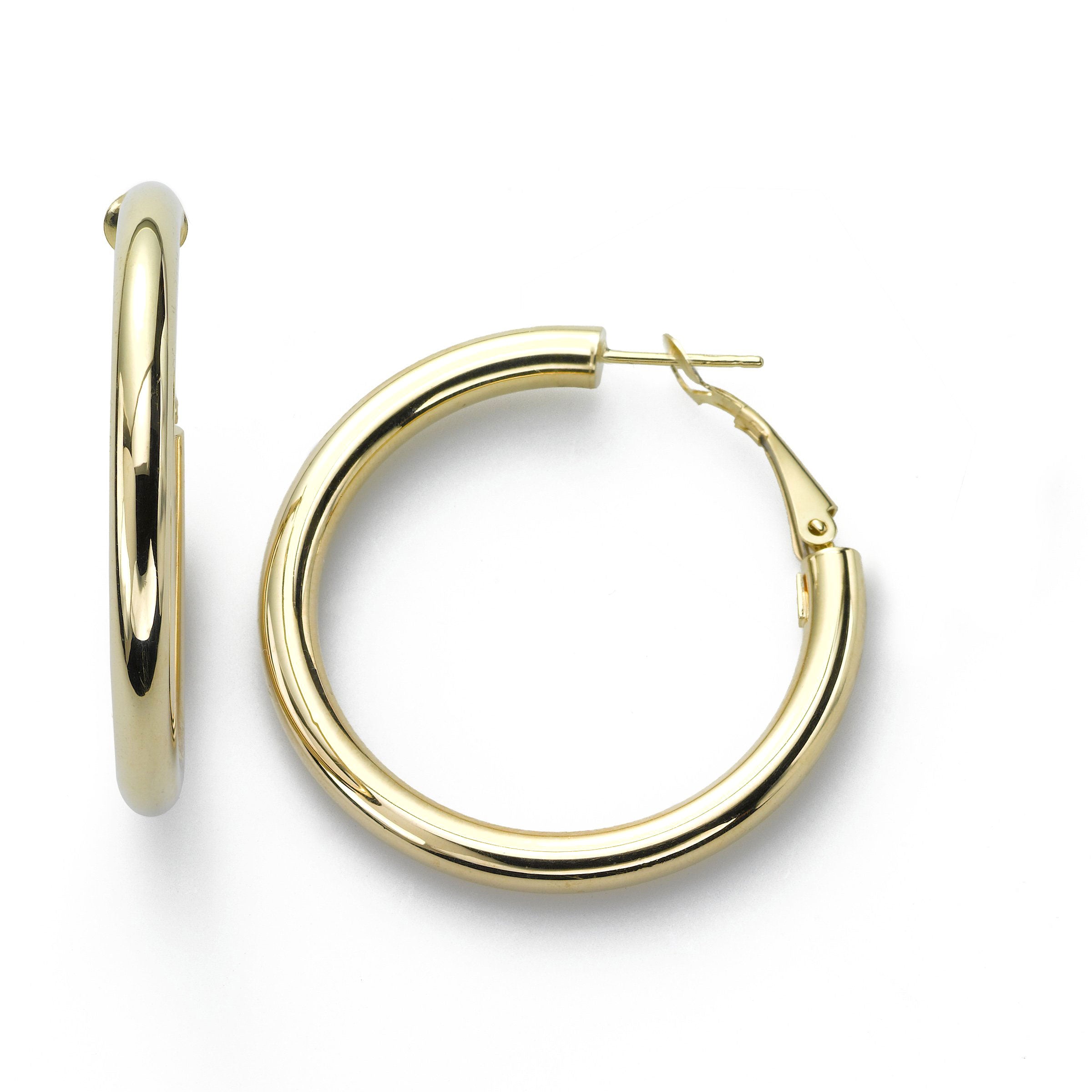1 inch 14kt yellow gold hoop earrings  Freedman Jewelers