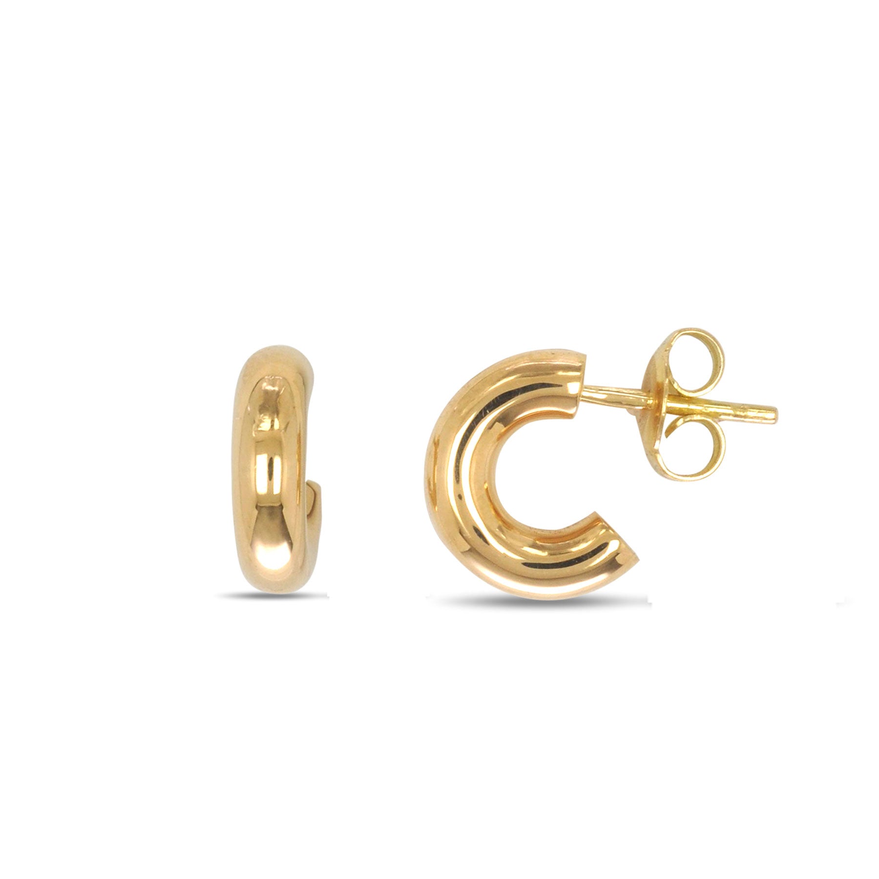 Shiny Macaroni Style Hoop Earrings, 18K Yellow Gold | Gold Jewelry