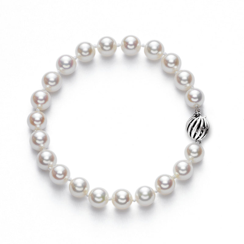 Akoya Cultured Pearl Bracelet, 6.5 x 6 MM, 14K White Gold