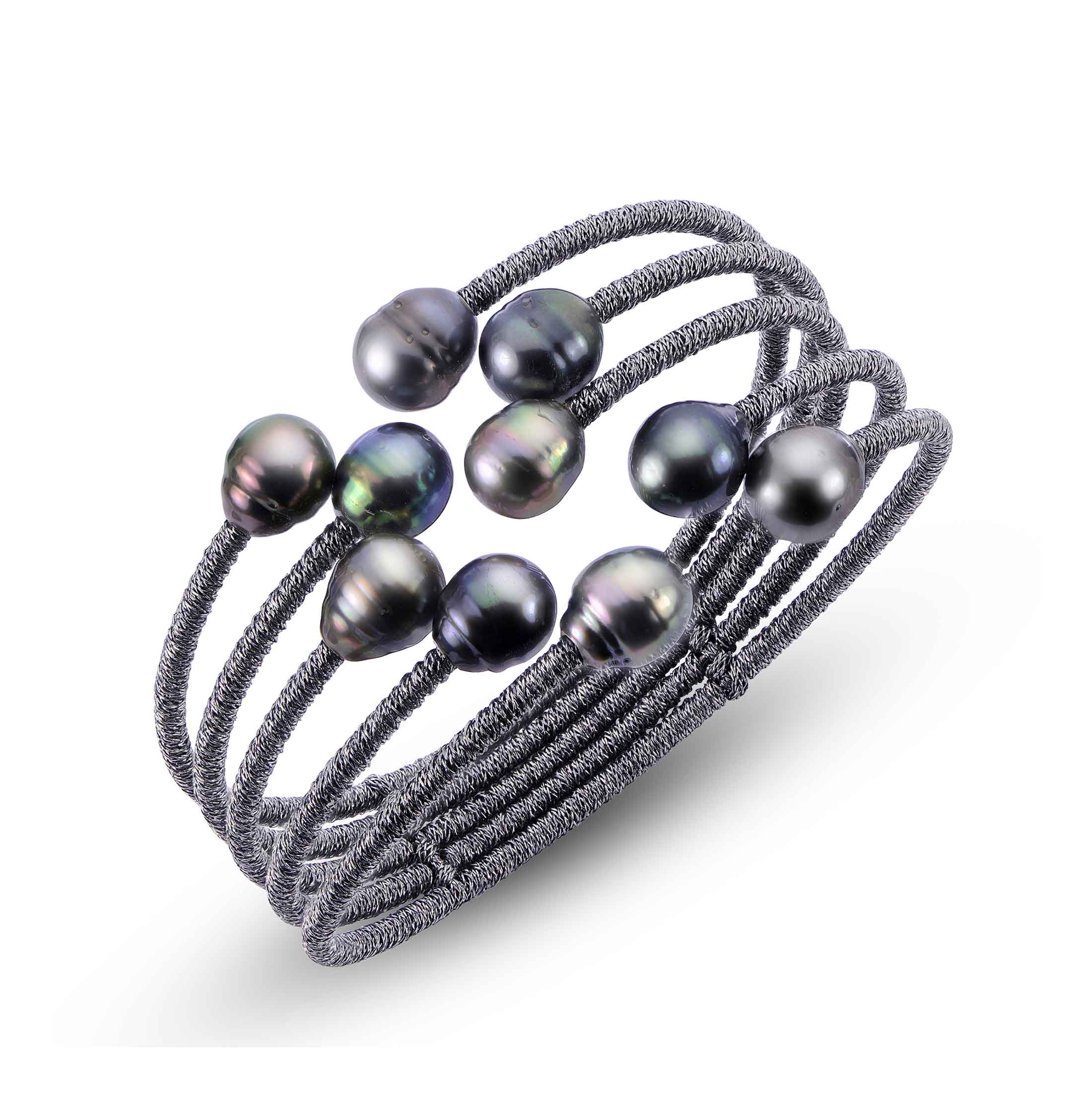 Baroque Pearl Cuff Bracelet, selling Midnight Blue and Gray