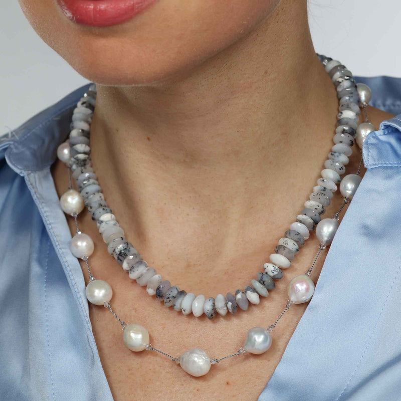 Freshwater Pearl Necklace with Sterling Silver and Diamond Clasp, Jewel In  the Sea