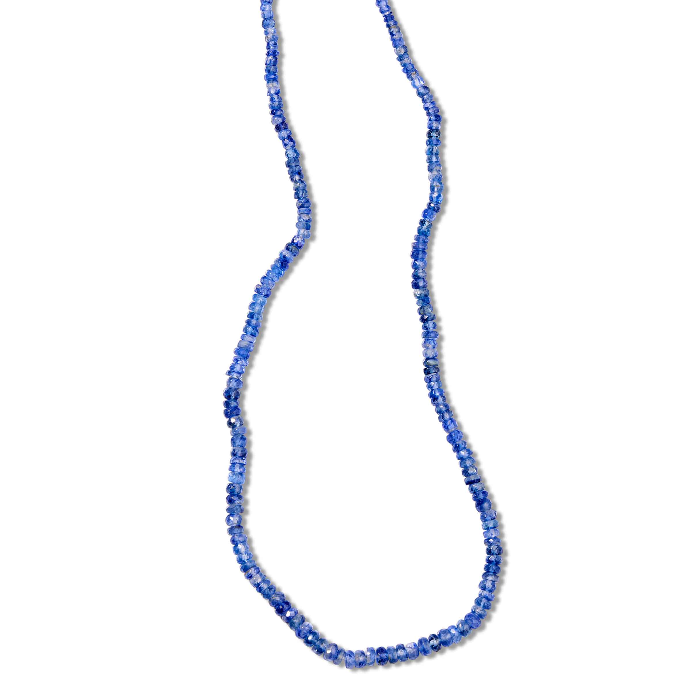 Kyanite Bead Necklace, 18 Inches, Sterling Silver | Gemstone