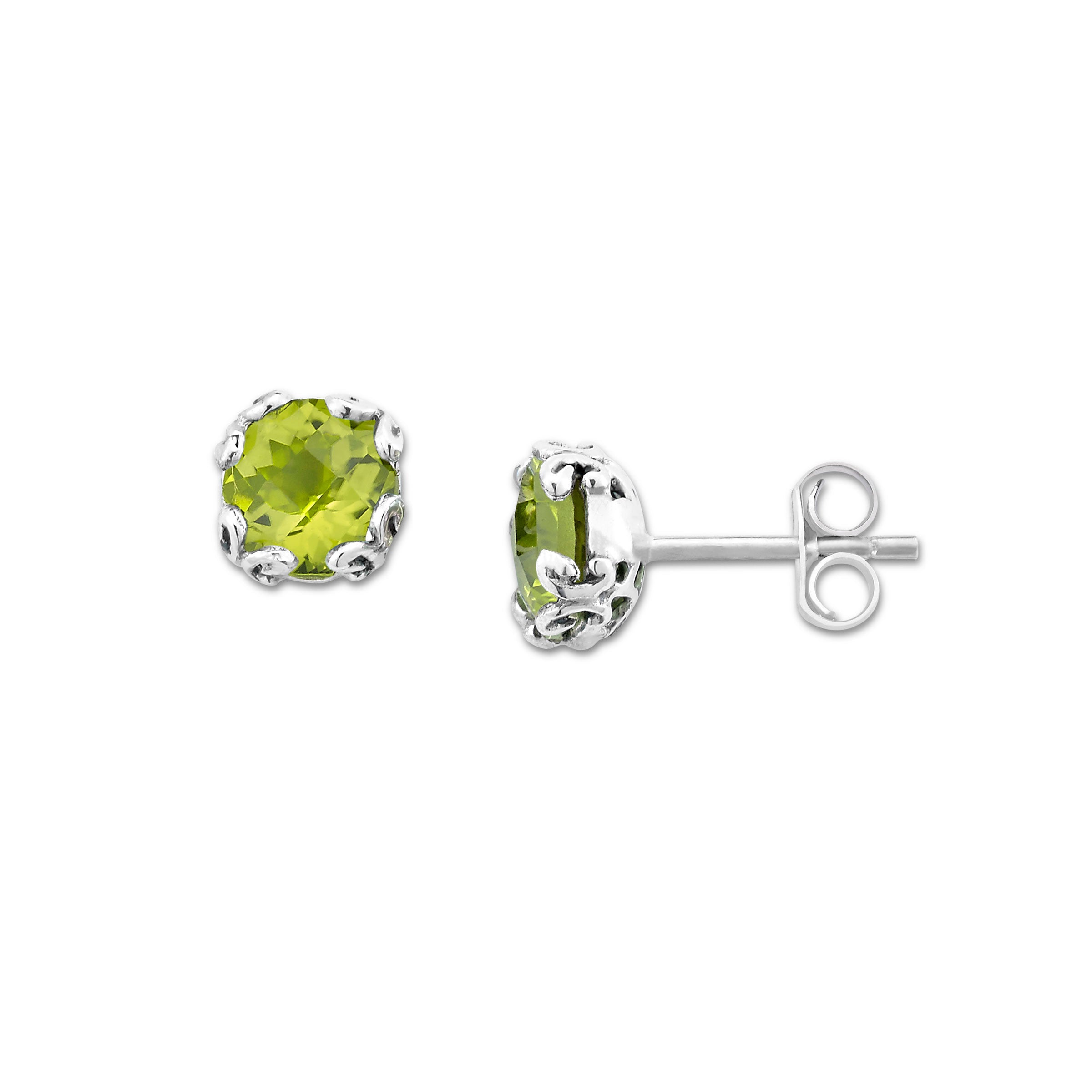 Peridot CZ Flower Birthstone Earrings for Kids with Screw Backs in 14K Gold  - The Jewelry Vine