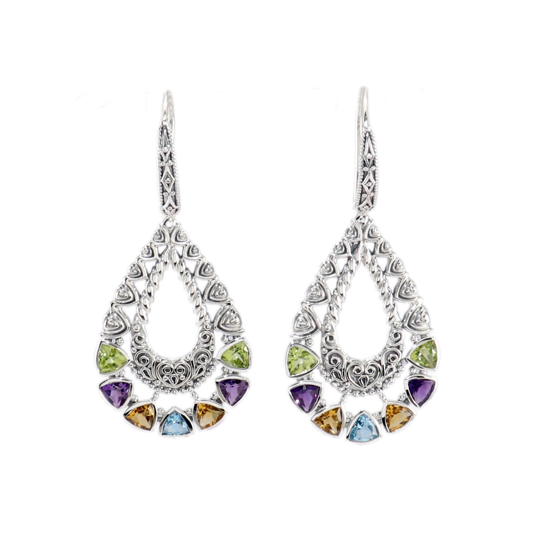 Sapphire & CZ Teardrop Drop Earrings in Sterling Silver | Ruby & Oscar