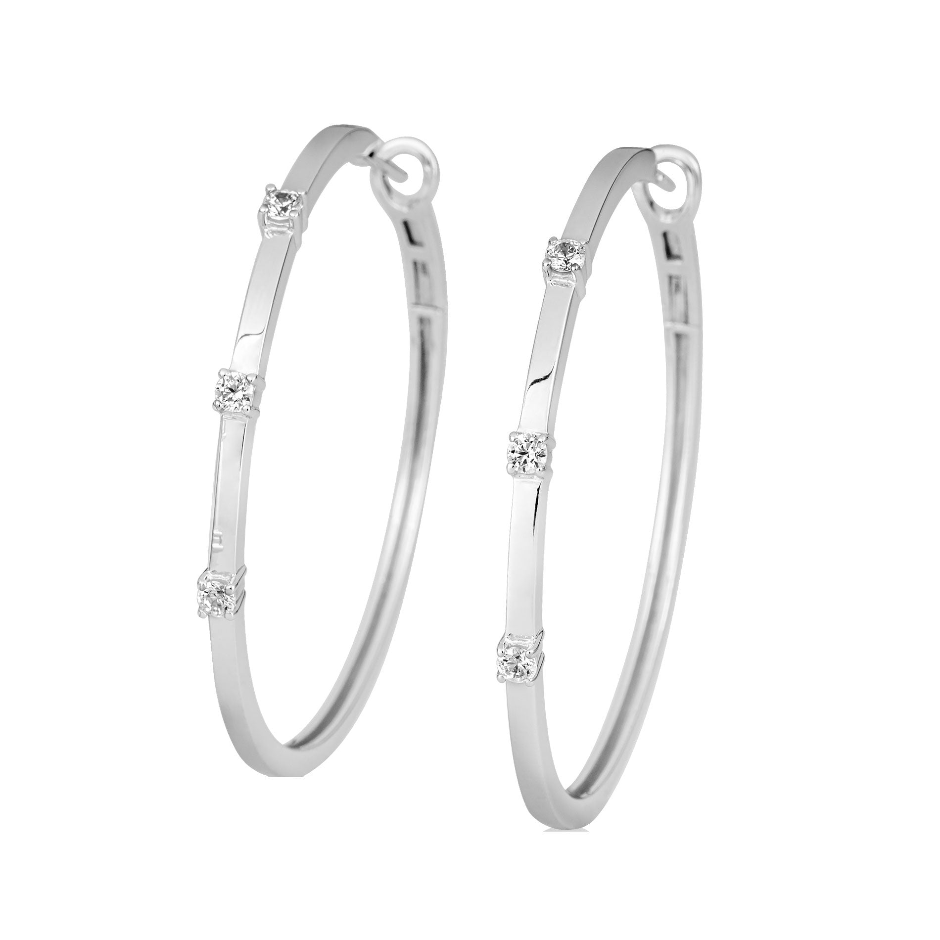 White Sapphire Silver Hoop sold Earrings