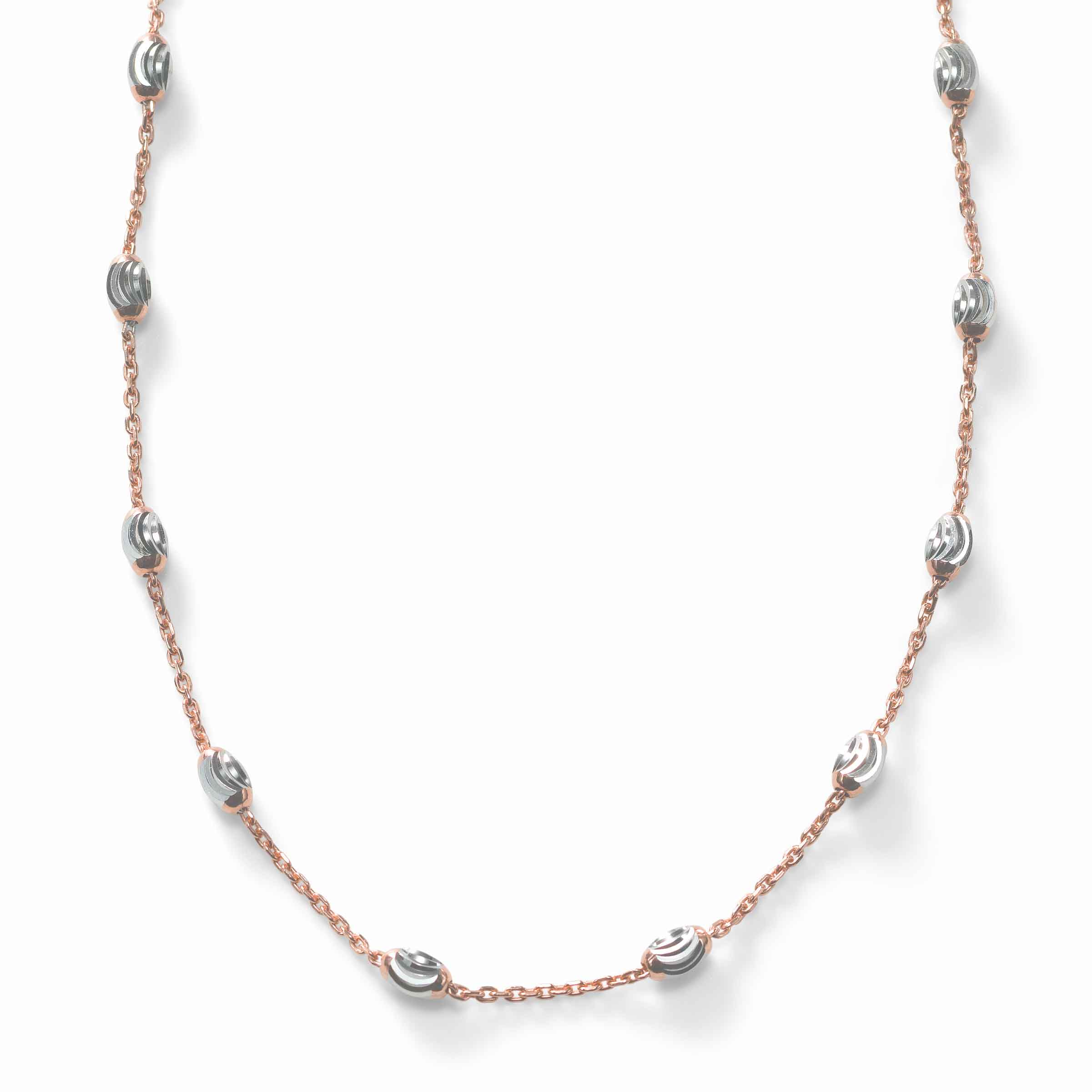 white 18kt rose gold beaded necklace