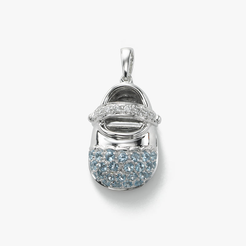 Diamond and Blue Topaz Baby Shoe Charm, 14K White Gold – Fortunoff Fine ...