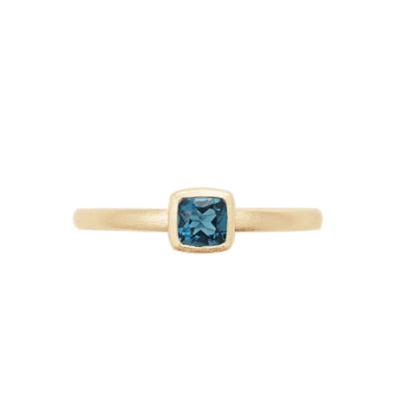 AJD Sparkling Swiss Blue Topaz Antique Cushion Cut in Gold over Sterling  Ring For Sale at 1stDibs