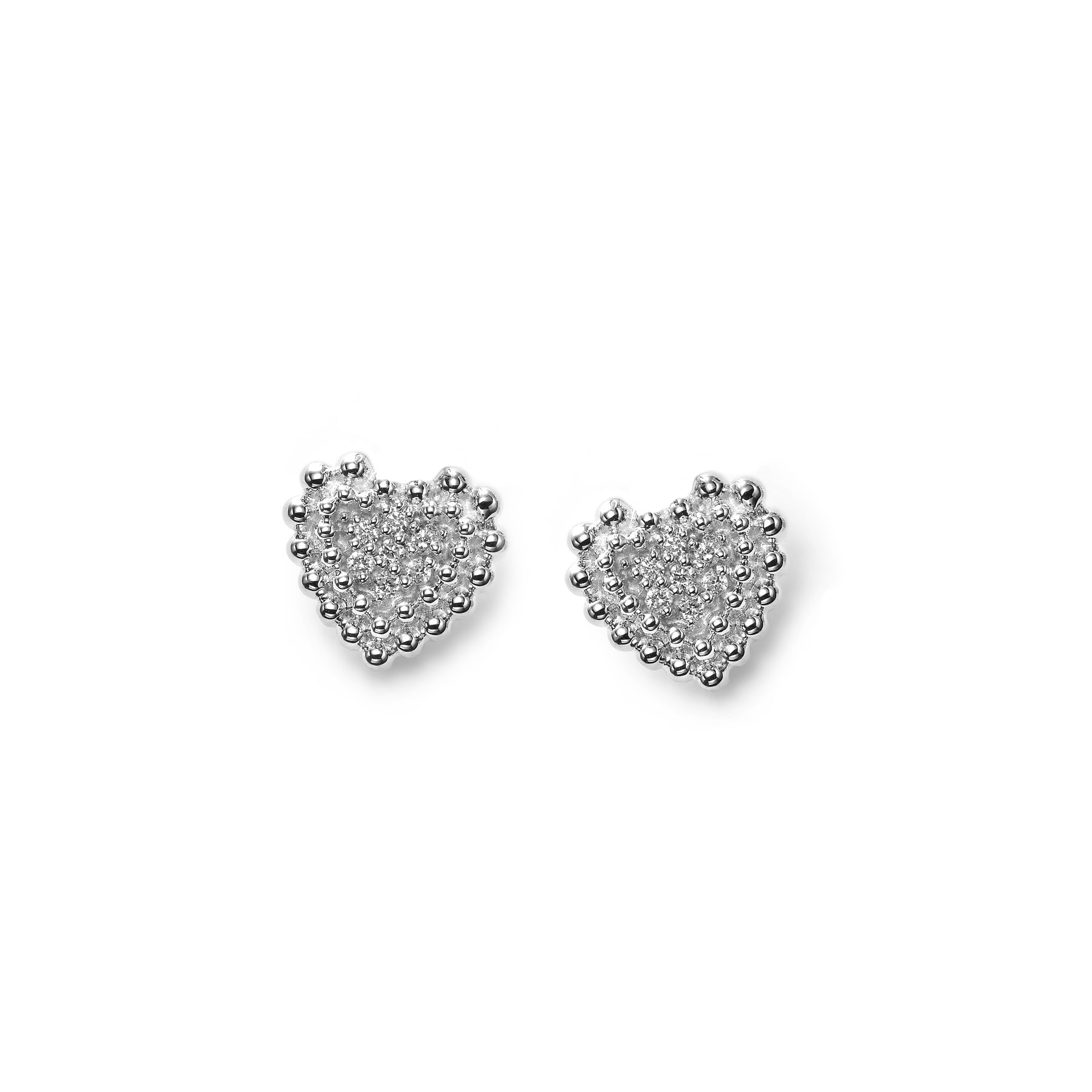 14KT White Gold .50 CT Pave Diamond Heart Charm Earrings – LSJ