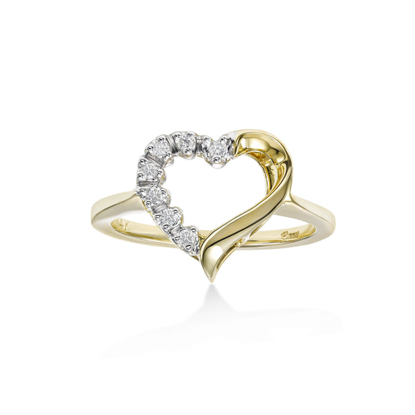Open Design Diamond Heart Ring, 14 Karat Gold | Long Island Jewelers ...