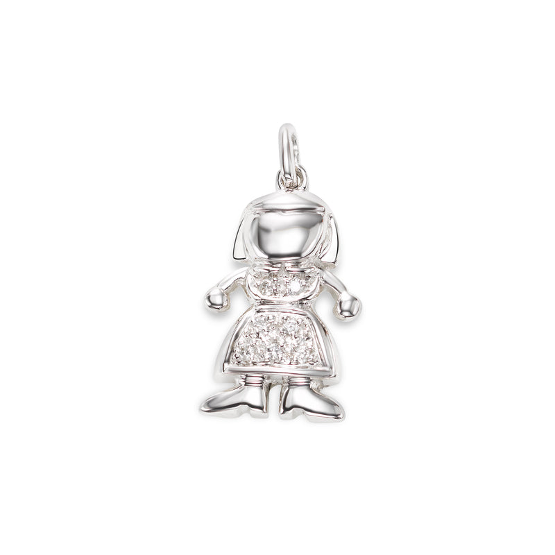 Diamond Girl Charm, 14K White Gold