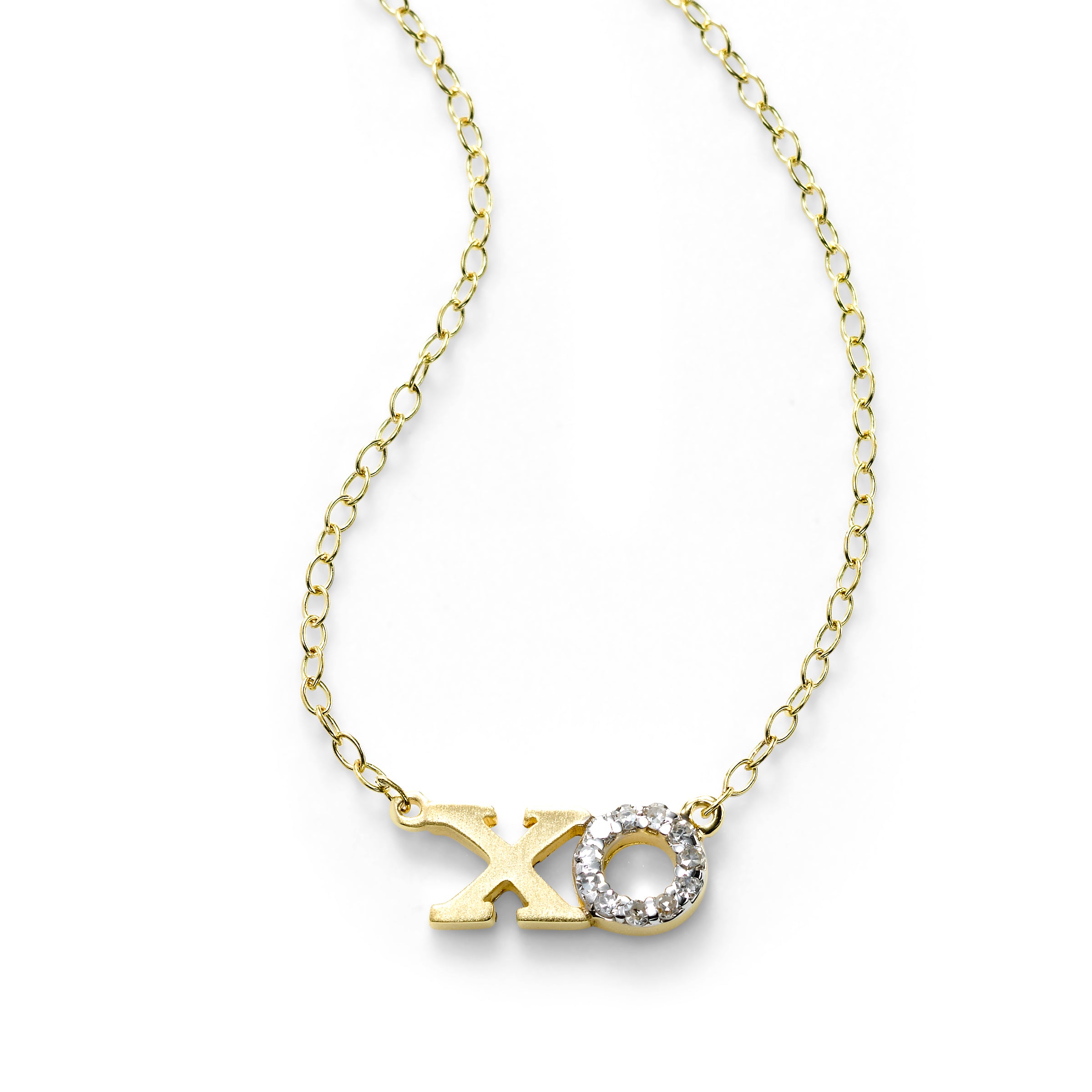 Diamond XO Necklace 1/5 ct tw Round-cut 10K White Gold 18