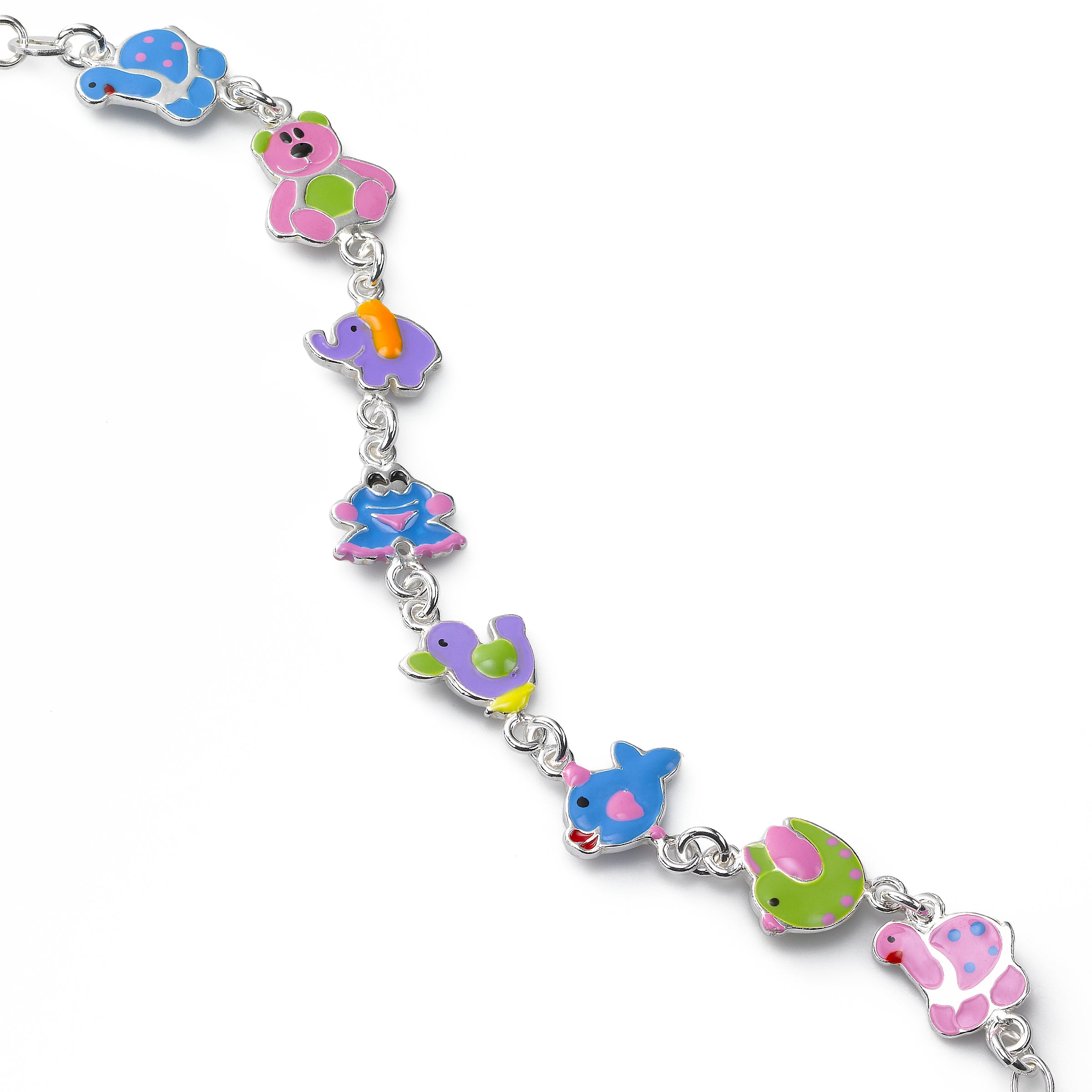 6-7 Puffed Linked Stars Kids / Teen Bracelet - Sterling Silver